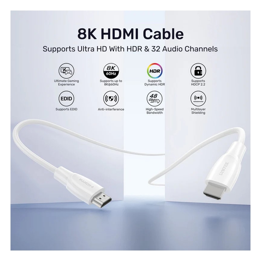 Кабель UNITEK HDMI 2.1 8K HDR белый 3 м – 3