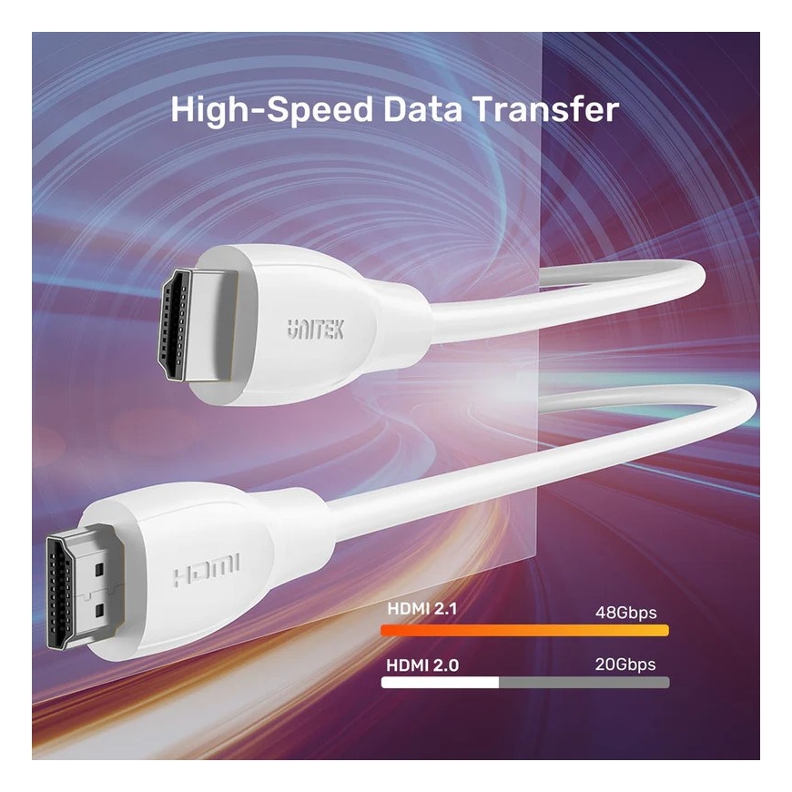 UNITEK HDMI 2.1 8K HDR kabelis baltas 3 m – 4