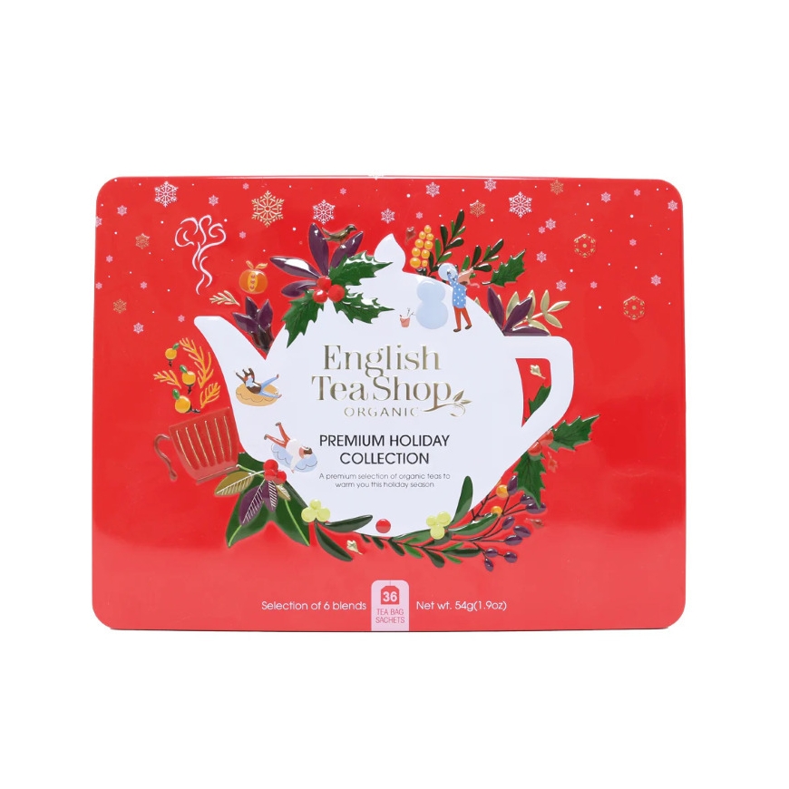 English Tea Shop Organic Tea Assortment Premium Holiday Collection, red 36 pcs (6x54g)