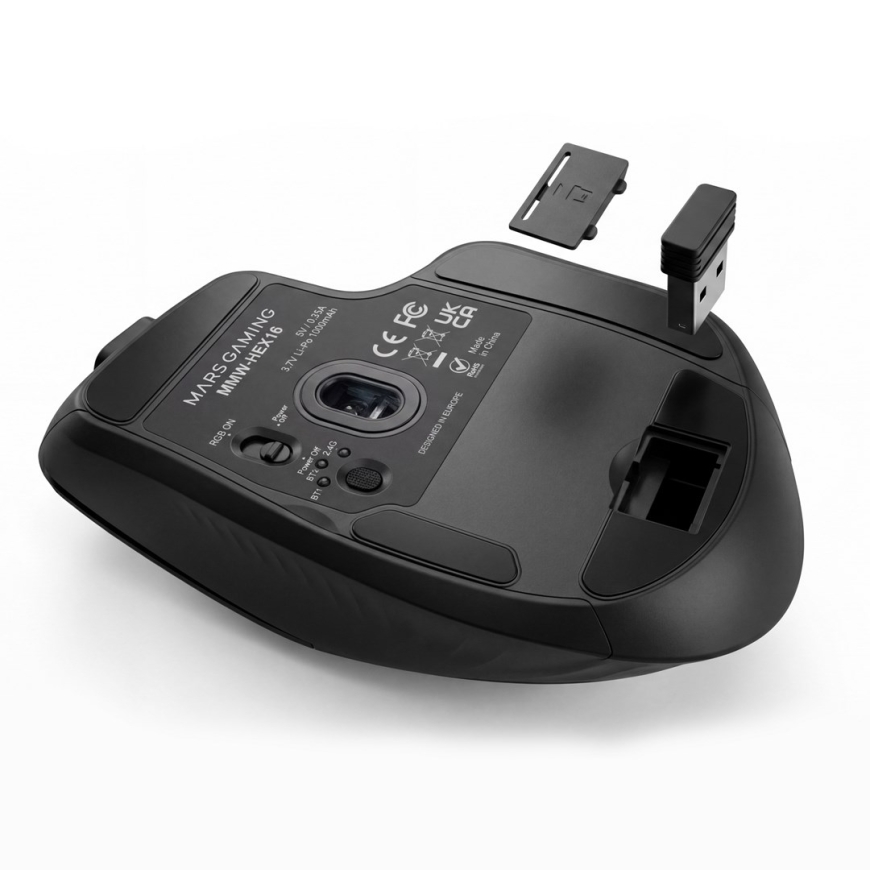 Mars Gaming MMWHEX16 hiirem, paremakäeline, Bluetooth, optiline 24000 DPI – 3