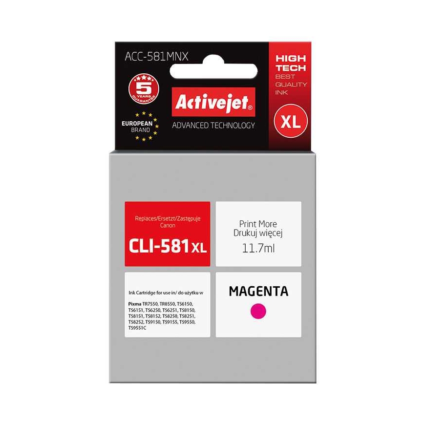 Activejet ACC-581MNX ink (replacement for Canon CLI-581M XL Supreme 11.70 ml magenta)