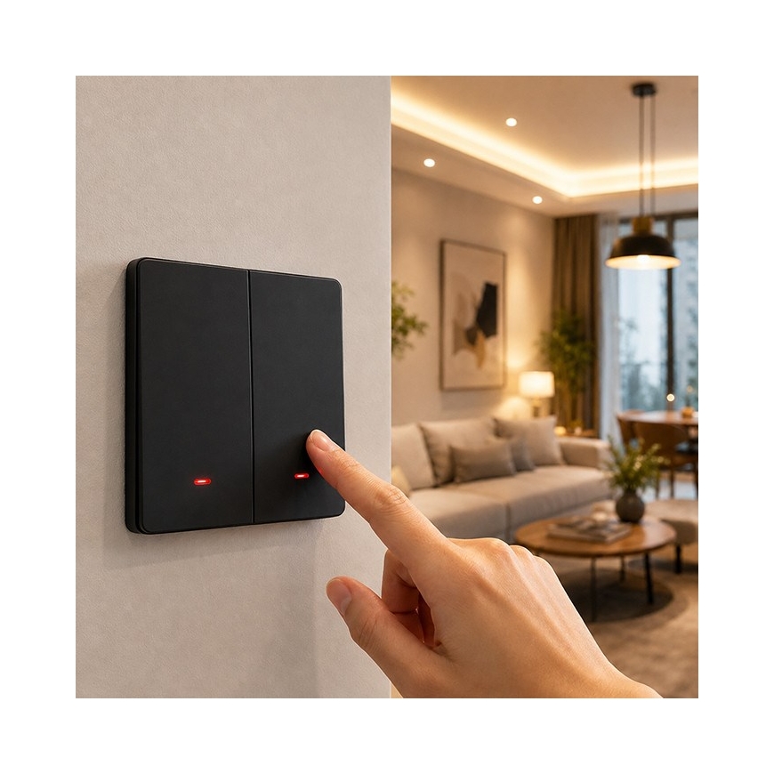 Qoltec 52708 Nutikas kahekohaline lüliti | Wi-Fi | Taimer | Tuya | Nutikas elu | Must – 3