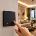 Qoltec 52708 Nutikas kahekohaline lüliti | Wi-Fi | Taimer | Tuya | Nutikas elu | Must