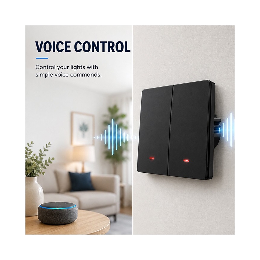 Qoltec 52708 Nutikas kahekohaline lüliti | Wi-Fi | Taimer | Tuya | Nutikas elu | Must – 4