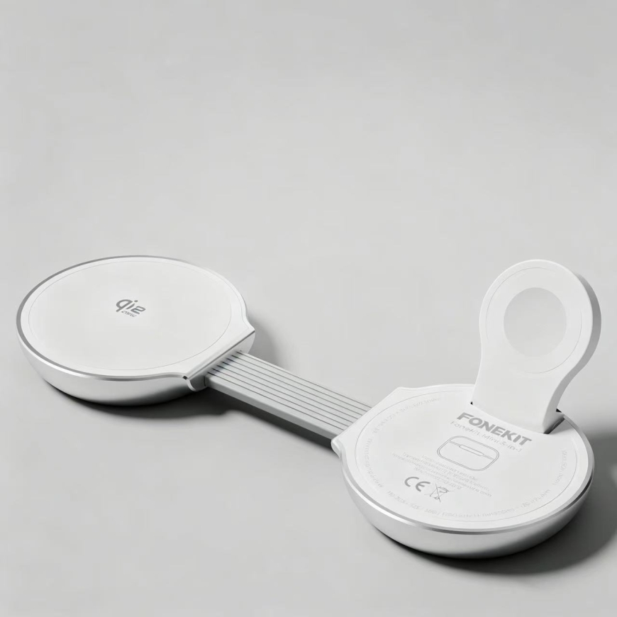 FoneKit Mini 3-in-1 juhtmevaba Qi2 25W laadimismatt, hõbe-valge – 4