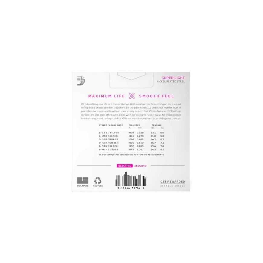 D'Addario XS Super Light (9-42) - electric guitar strings – 2