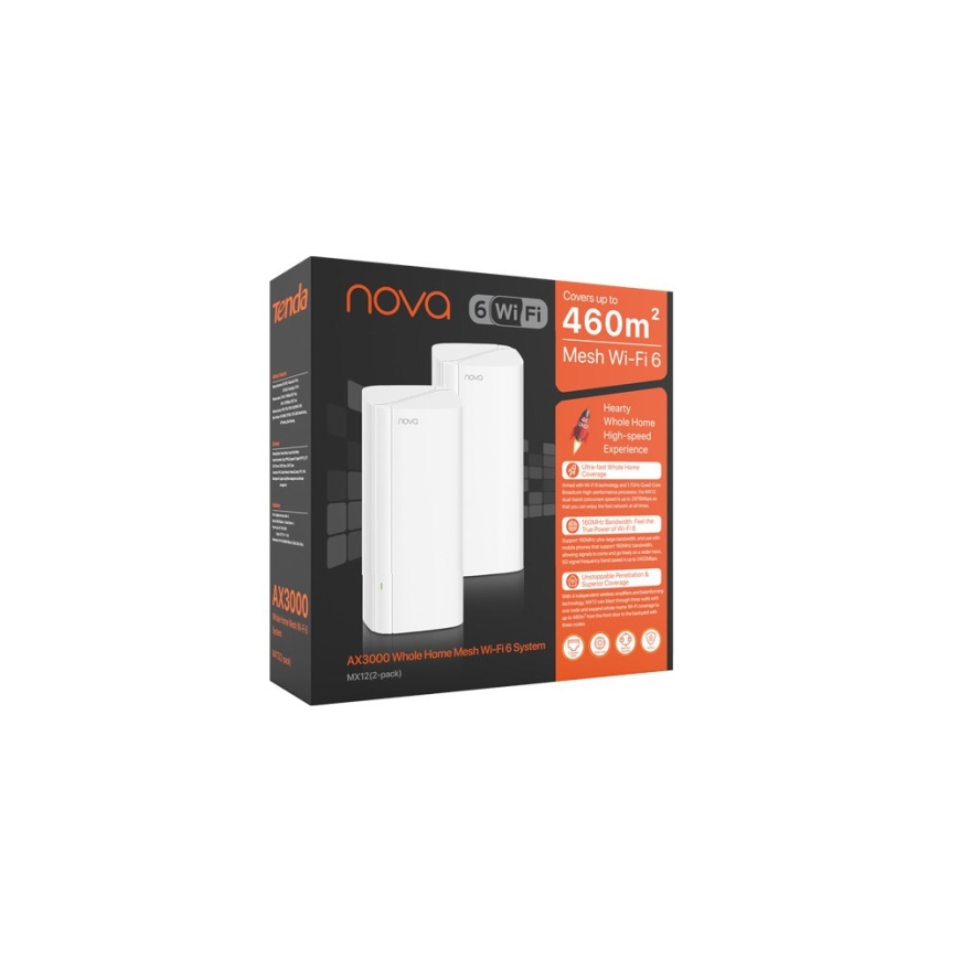 Tenda MX12 Dual-band (2.4 GHz / 5 GHz) Wi-Fi 6 (802.11ax) White 3 Internal – 4
