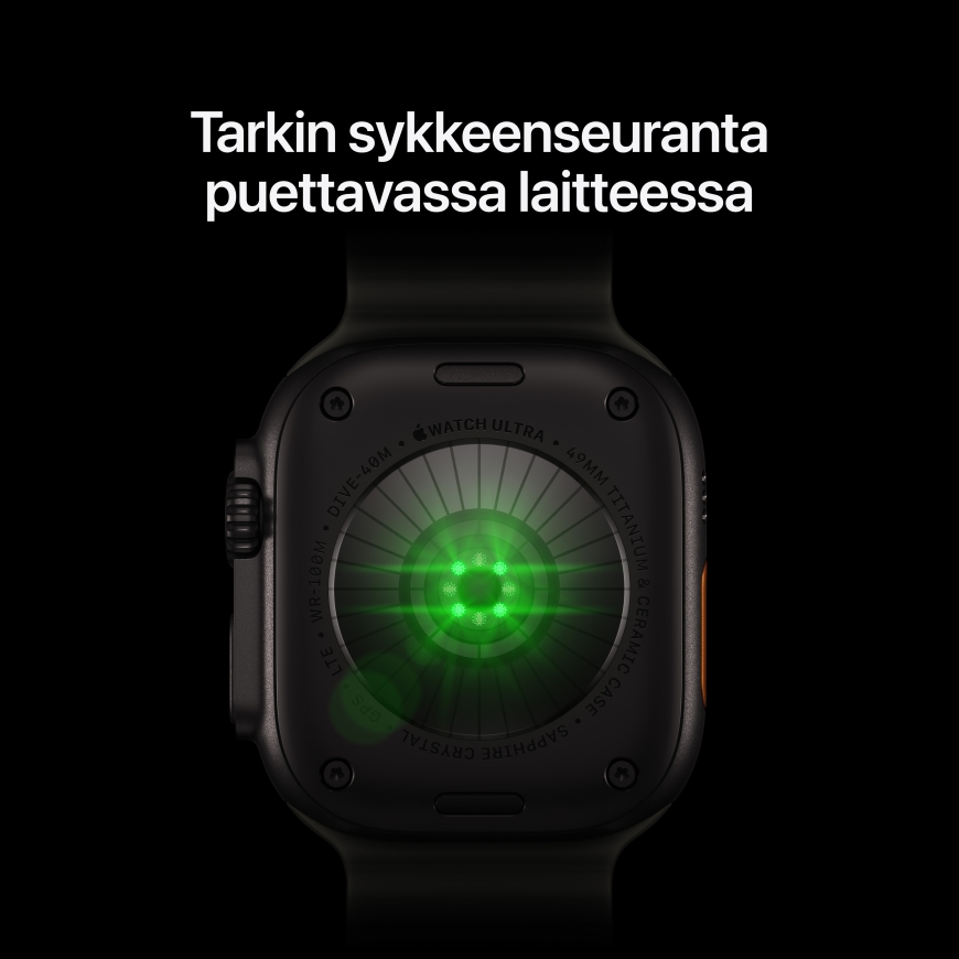 Apple Watch Ultra 4 (GPS + Cellular) 49 mm juodas titano korpusas ir permatomas juodos Ocean diržas – 3