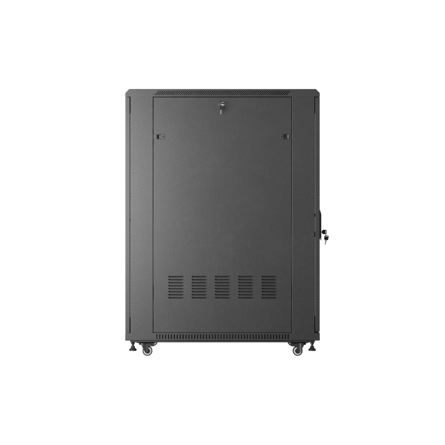 19" 27U 600 × 1000 BLACK FLOOR-STANDING RACK CABINET WITH PERFORATED DOOR, LANBERG (FLAT PACK) – 4