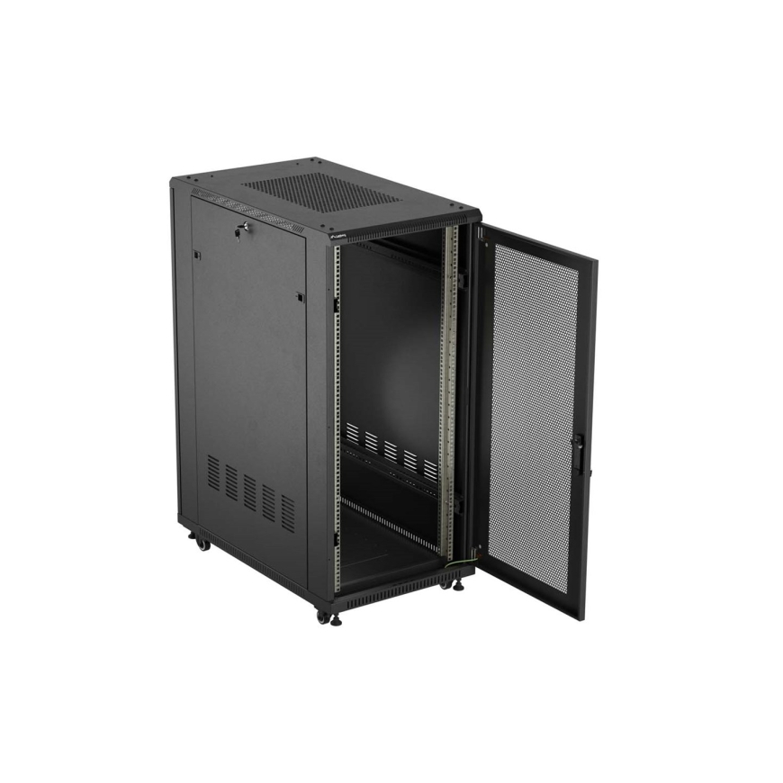 19" 27U 600 × 1000 JUODAS STOVINTIS RACK SPINTA SU PERFORUOTOM DURIM, LANBERG (PLOKŠTUMO PAKUOTĖ) – 5