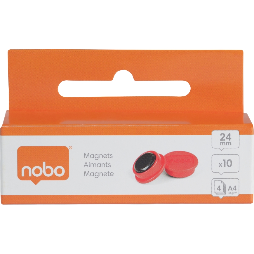 Nobo magnets for whiteboard, 24 mm, red, 10 pcs