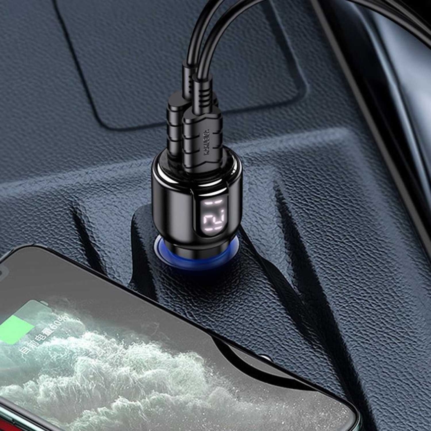 iKaku KSC-1178 Divu portu 75W auto lādētājs USB + Type-C – 5
