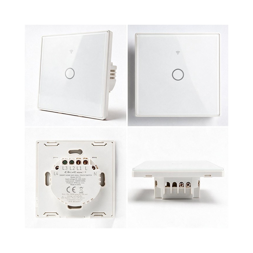 Qoltec 52715 Nutikas puutetundlik ühekanaliline valguste lüliti | Wi-Fi | Taimer | Tuya | Smart Life | Karastatud klaas | Valge – 5