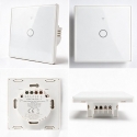 Qoltec 52715 Smart Touch 1-Gang Light Switch | Wi-Fi | Timer | Tuya | Smart Life | Tempered Glass | White