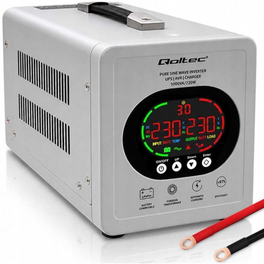 Qoltec _8322895 Qoltec UPS Puhtaan Sinimuotoisen Aaltovoiman | 1000VA/72 – 3