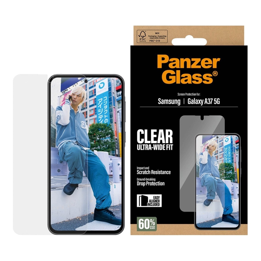 PanzerGlass Screen Protector Ultra-Wide Fit - Clear - Samsung Galaxy A37 5G Caurspīdīgs ekrāna aizsa