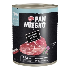 PAN MIĘSKO Sealiha koos metssigadega - märg koeratoit - 800g