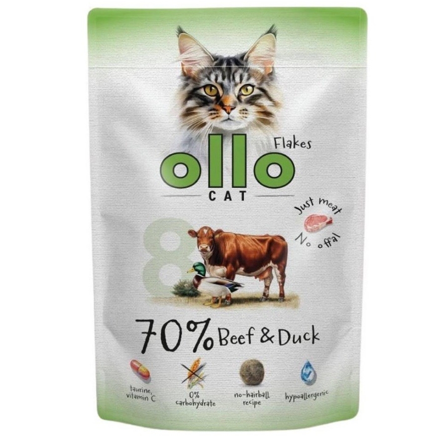 OLLO Kass No. 8 Veis ja part - märg kassitoit - 85g