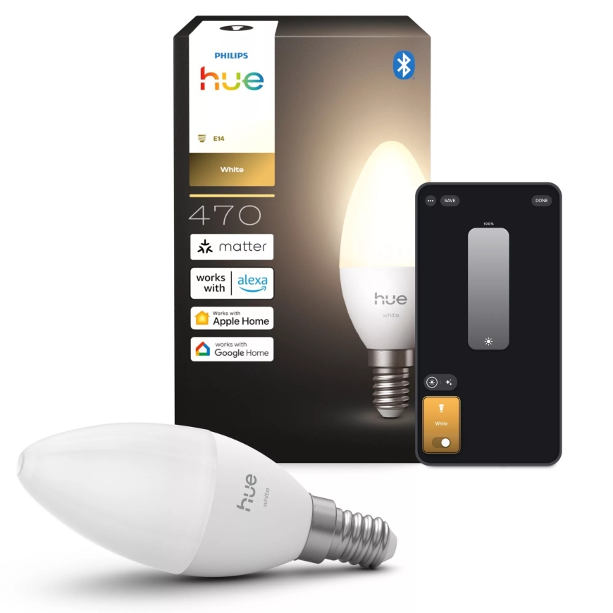 Philips Hue LED-kynttilälamppu, B39, E14, lämmin valkoinen, 1 kpl