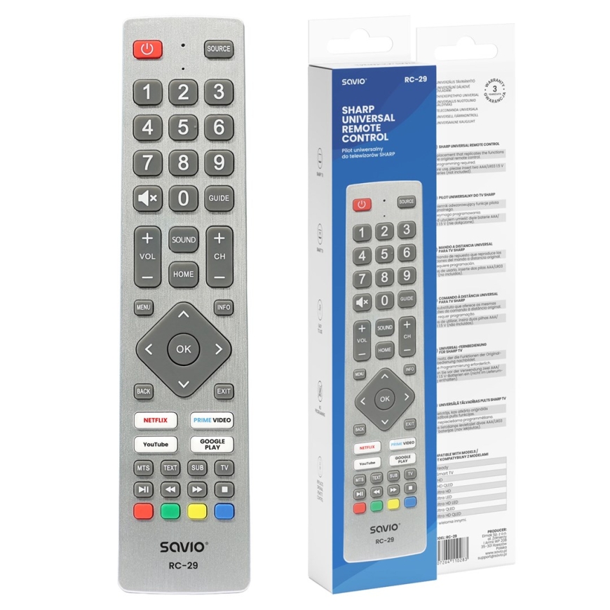 Universal Remote Control for SHARP TVs SAVIO RC-29 – 2