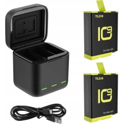 Telesin Trys kanalai įkroviklis GoPro Hero 9 / Hero 10 + 2 akumuliatoriai