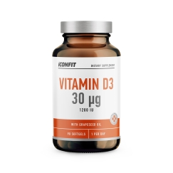 ICONFIT D3 vitamiin viinirypäleeseemneõliga, 30 μg, 90 kapslit