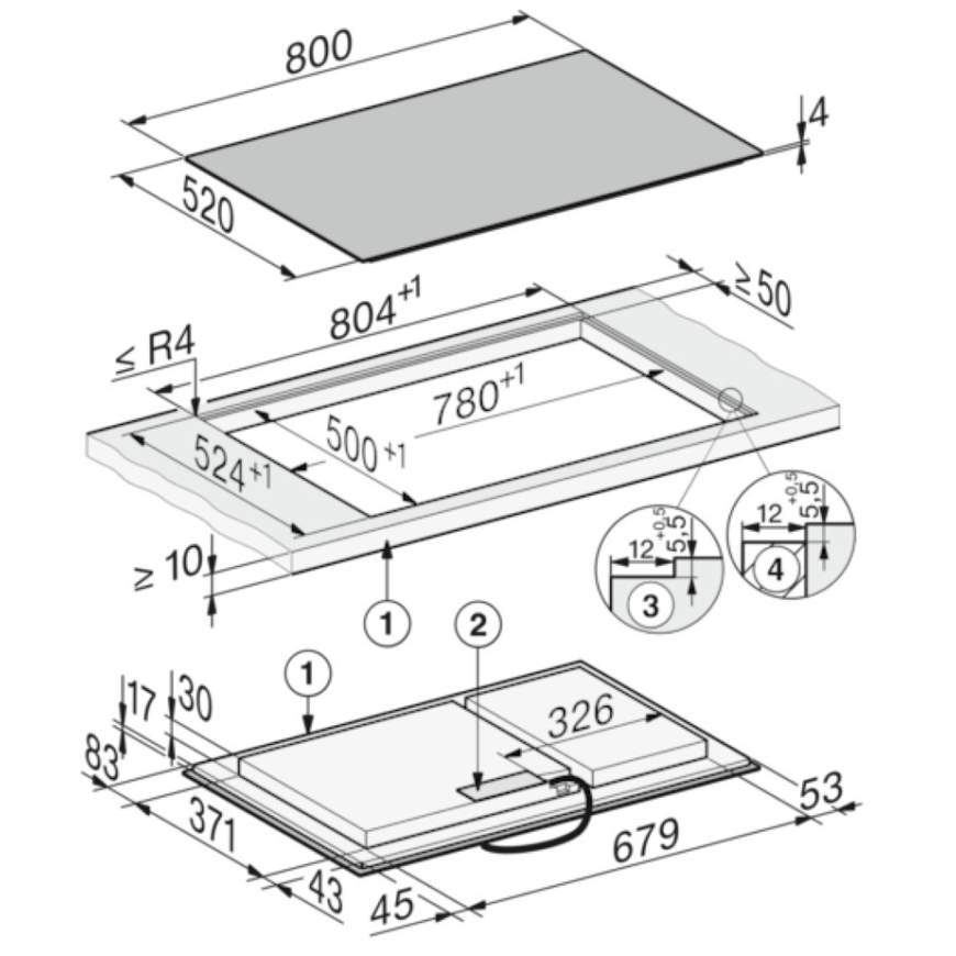 Miele KM 8585-2 FL, mattamusta induktiotaso, 80 cm – 3