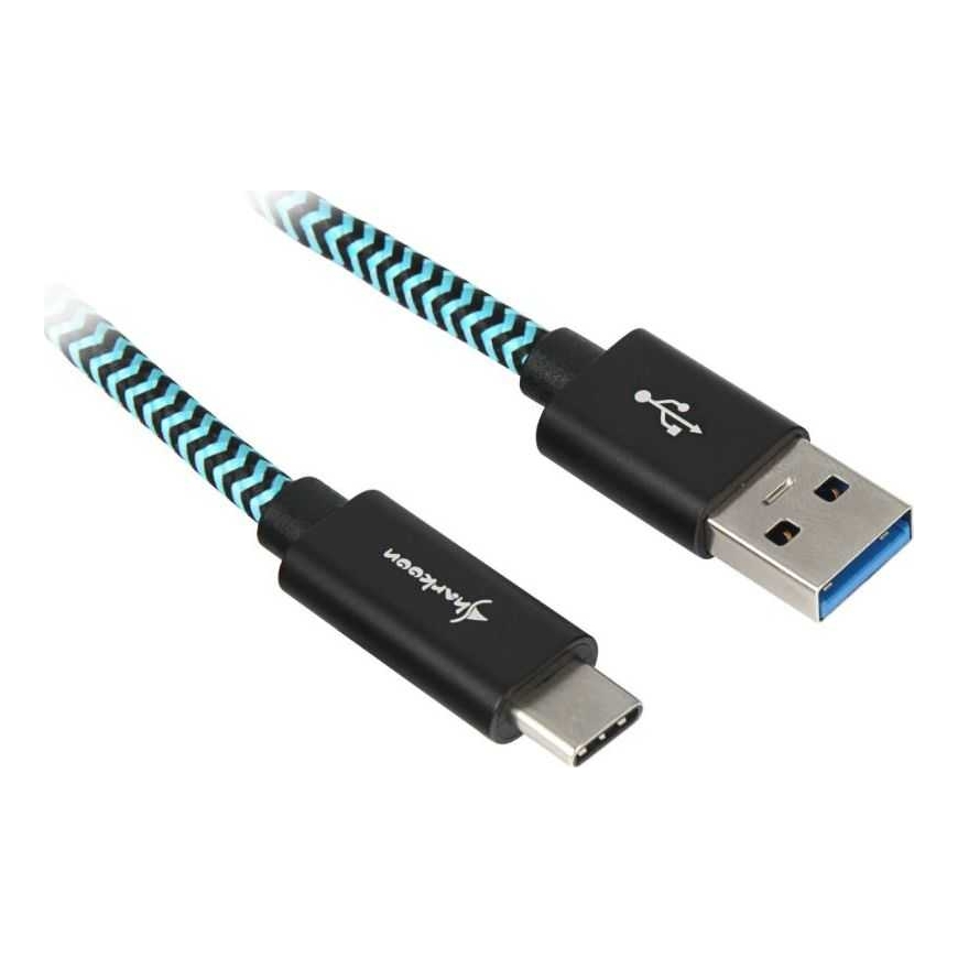 Sharkoon USB-A - USB-C 0.5m Melns/Zils