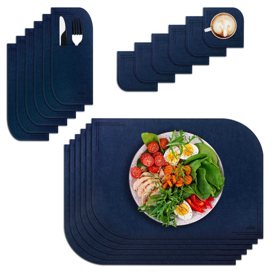 VILSTO Felt fabric table mats (18 gb.) Blue