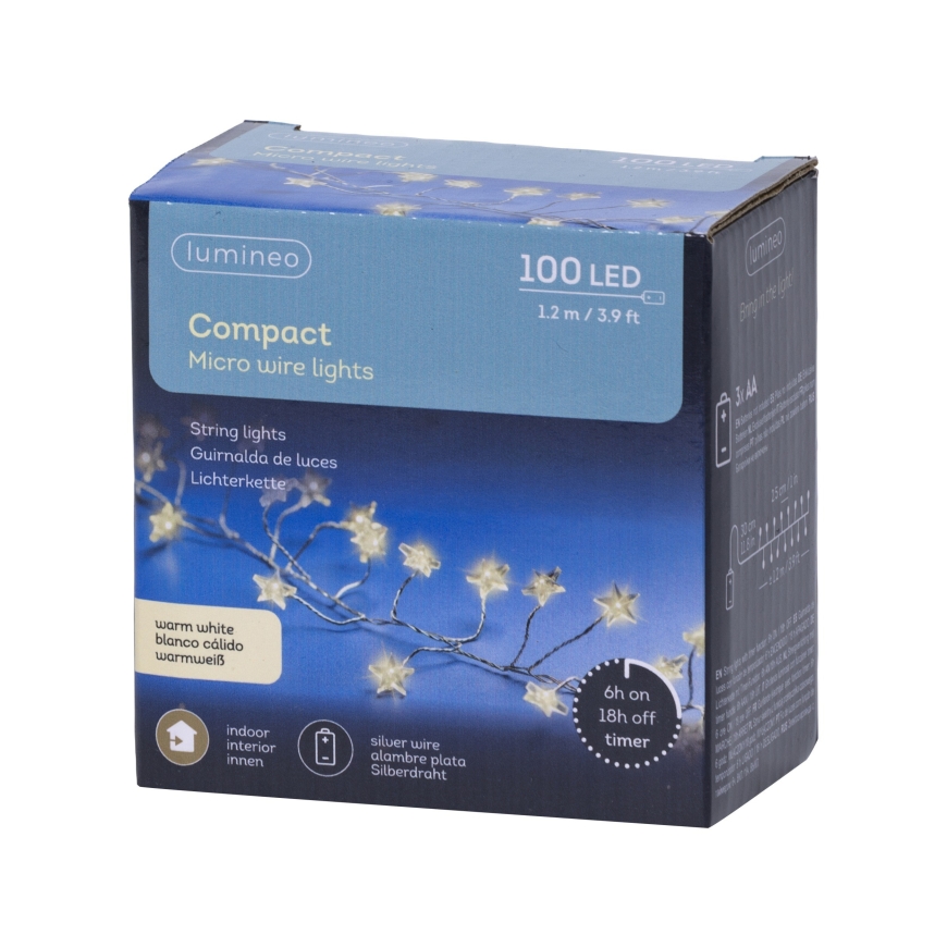 Lumineo compact Micro LED star light chain, battery operated – 4