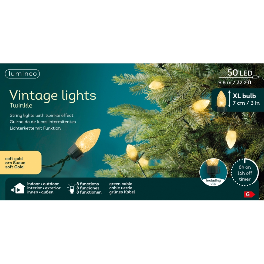 Lumineo vintage LED-kuuse kaunistusvalgustite komplekt siseruumides ja väljas kasutamiseks – 4