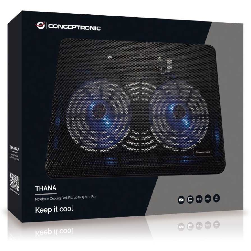 Conceptronic CNBCOOLPAD2F kannettavan tietokoneen jäähdytysalusta 39,6 cm (15.6") 1000 RPM musta – 2