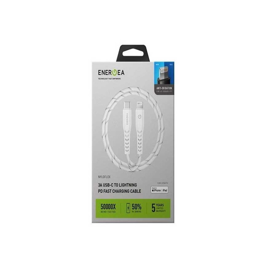 Energea NyloFlex Lightning - USB-C 1.5m valge – 2