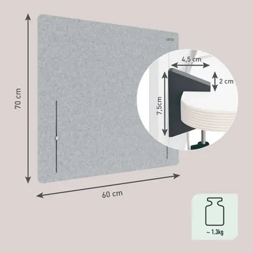 Leitz 61220085 tööruumi jagaja Töölaua-eraldaja 600 x 700 mm Hall – 4