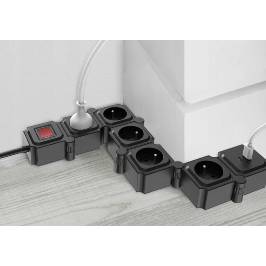 TB Energy pagarinātājs 1,5 m melns – 2