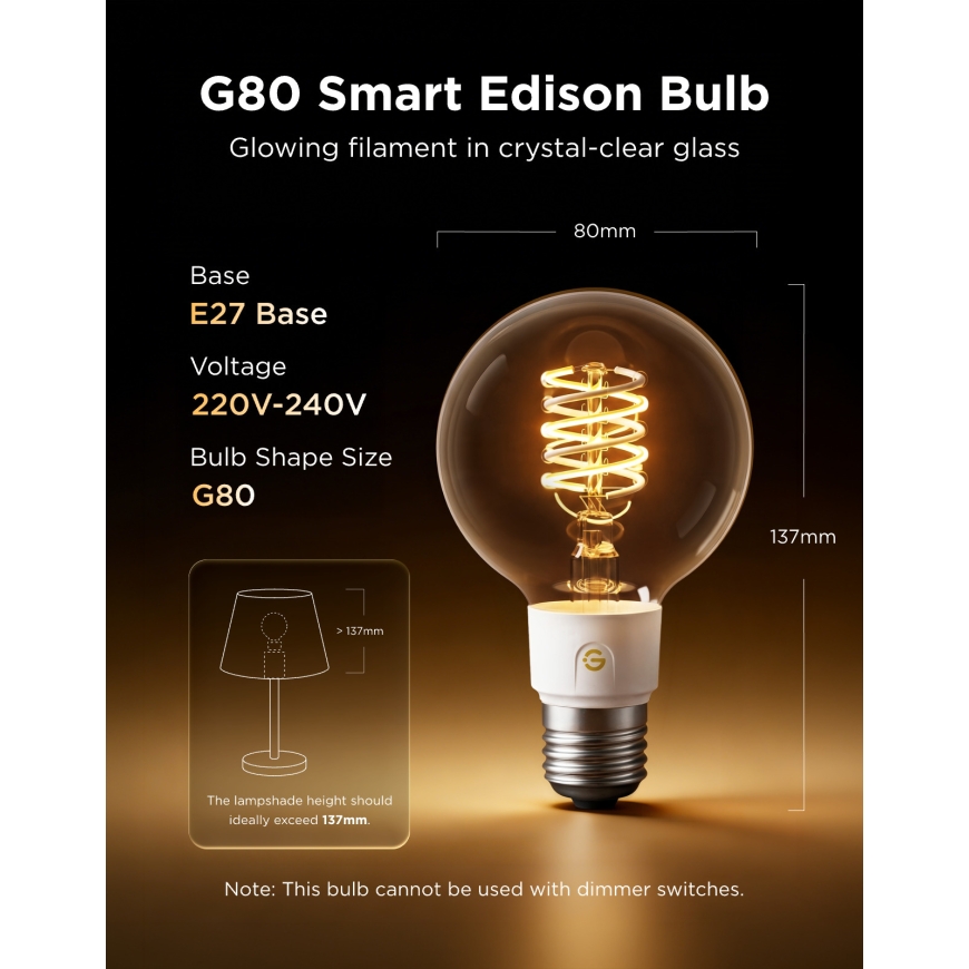 Govee E27 Smart Edison G80 Light Bulb, 500 lm, 2-pack – 3