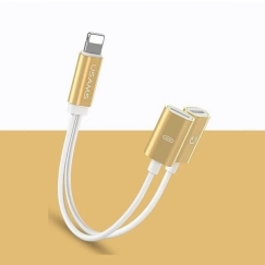 Usams US-SJ160 „Lightning“ - „Lightning“ x2 USB-adapteri, kultainen (SJ1602L02)