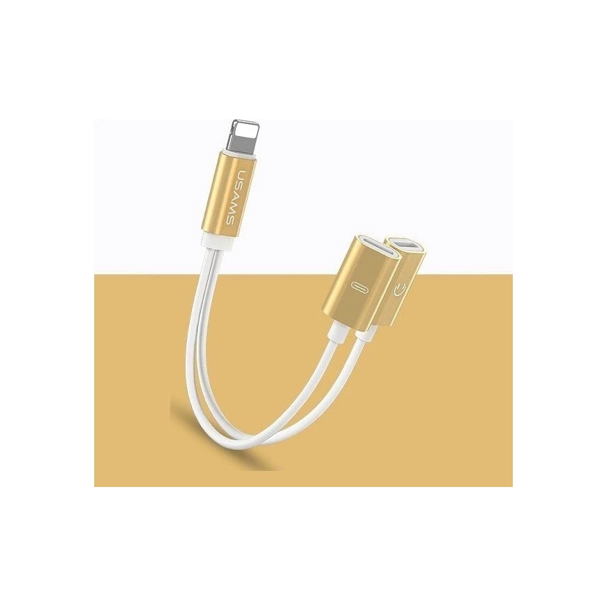 Usams US-SJ160 „Lightning“ į „Lightning“ x2 USB adapteris, auksinis (SJ1602L02) – 2