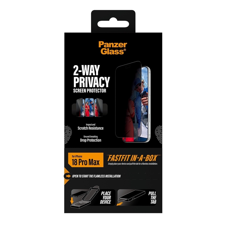 PanzerGlass 2-Way Privacy Ultra-Wide Fit Screen Protector, iPhone 18 Pro Max – 3
