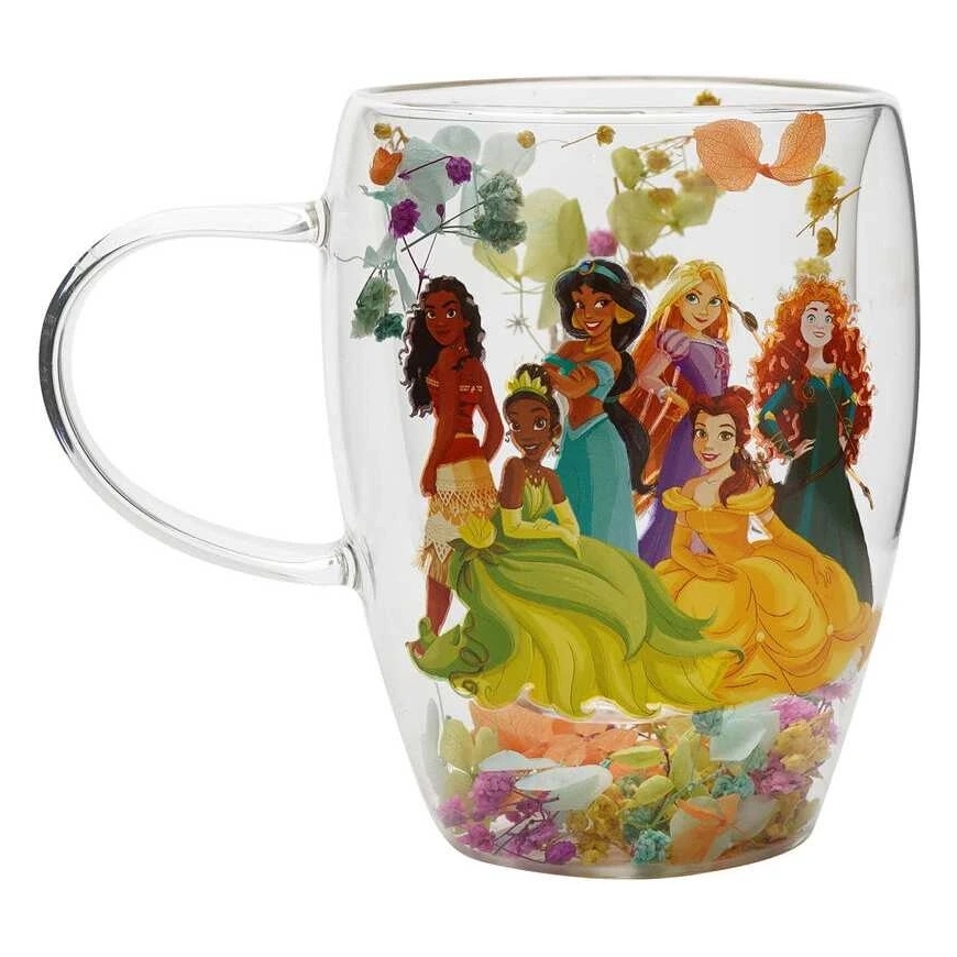 Стеклянная кружка с декором Widdop Co Disney Princess с цветочным узором