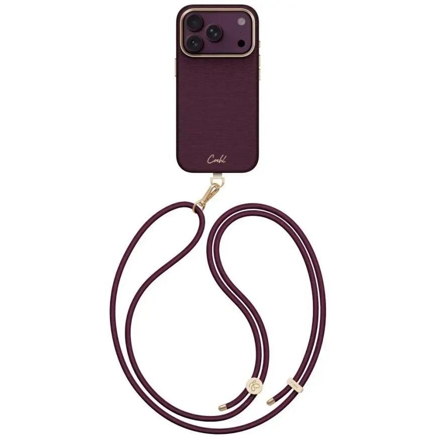 UNIQ Coehl Mirelle Case for iPhone 18 Pro / 17 Pro, with magnetic charging, burgundy color