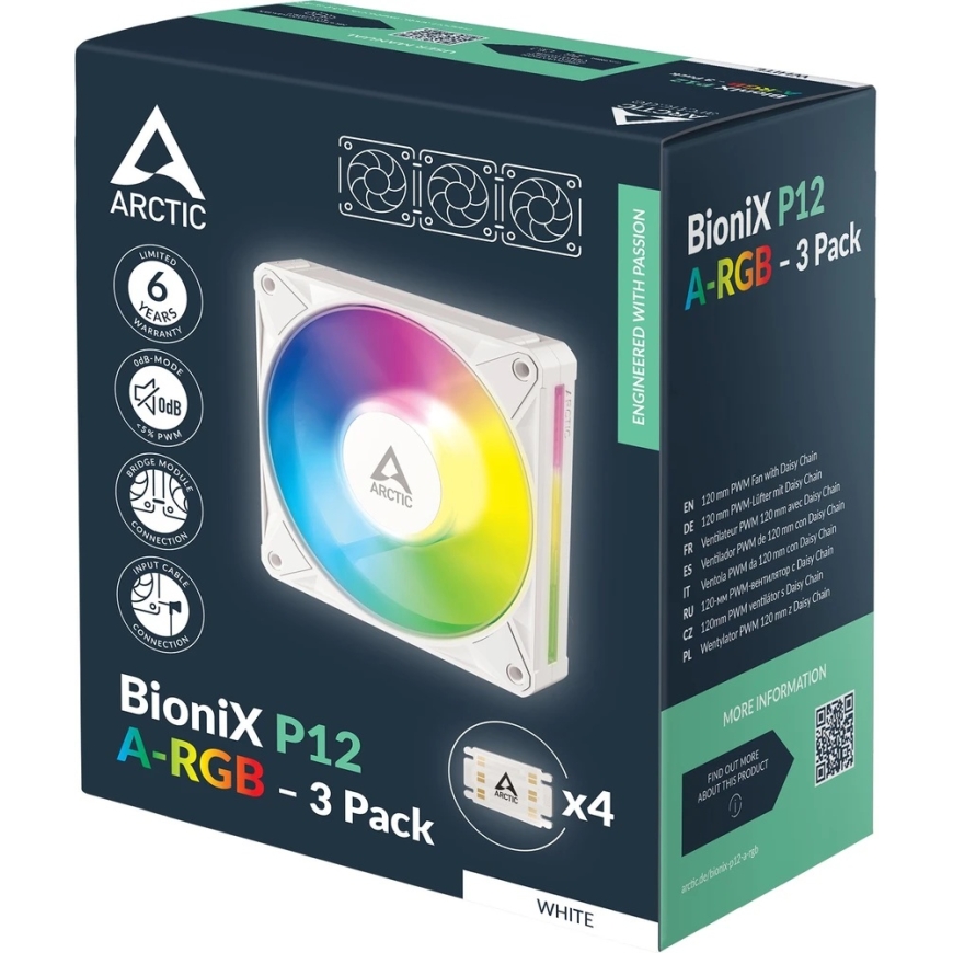 Вентилятор Arctic BioniX P12 A-RGB для корпуса компьютера 12 см Белый 3 шт. (ACFAN00338A) – 5