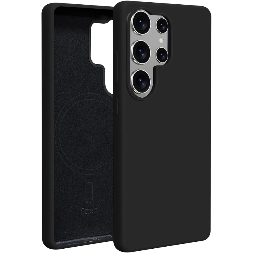 Black silicone magnetic case for Samsung Galaxy S25 Ultra