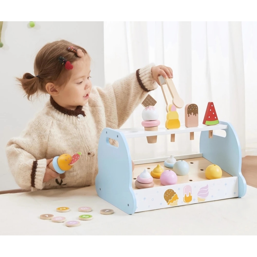 Viga Toys VIGA puidust sinine jäätisekäru – 4