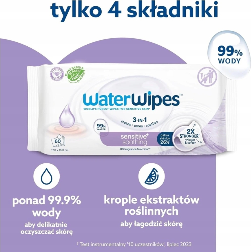 WATER WIPES Sensitive+ soothing wet wipes with lavender, 12 x 60 pcs. – 4