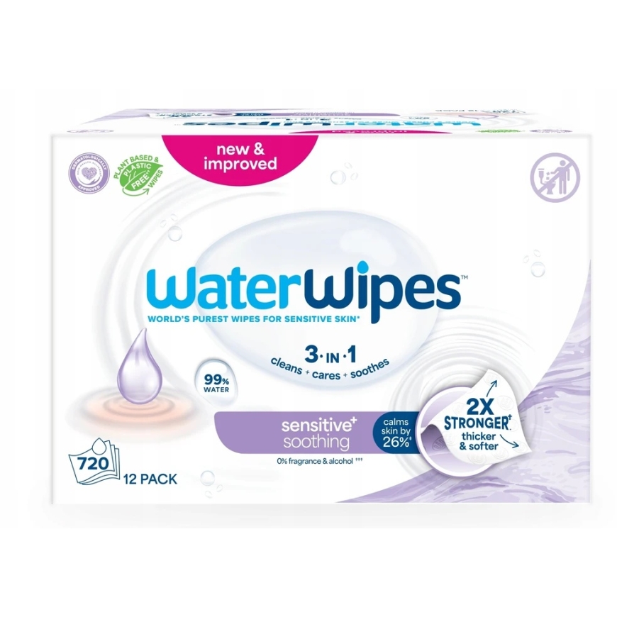 WATER WIPES Sensitive+ успокаивающие влажные салфетки с лавандой, 12 x 60 шт. – 5