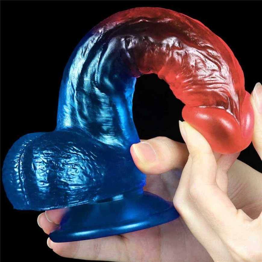 Lovetoy Large Two-Color Flexible Dildo with Suction Cup, 20 cm – 4