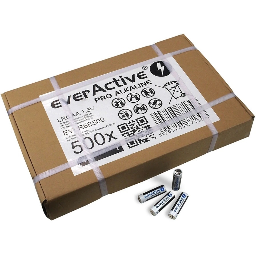 Аккумулятор - everActive Pro Alkaline LR6 500-штук 1.5В AA 10 лет срока годности оптовая упаковка