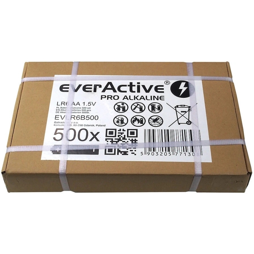 Aku - everActive Pro Alkaline LR6 500-tükki 1.5V AA 10 aastat säilivusaega hulgipakendis – 2