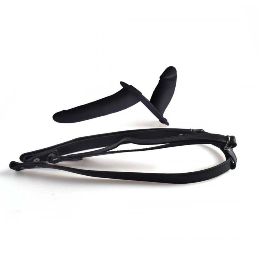 Toyz4Lovers Двусторонний черный ремень с подтяжками – 5